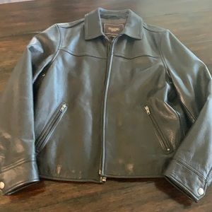 Coach black leather jacket, size large.